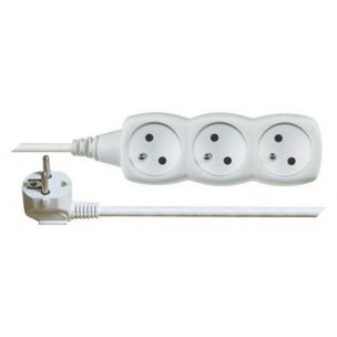 Prodlužovací kabel 2 m / 3 zásuvky / bílý / PVC / 1 mm2